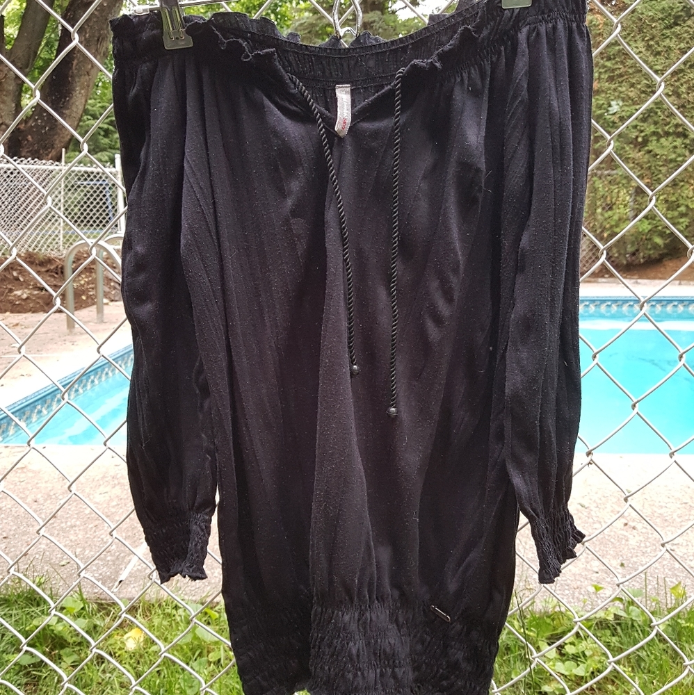 Black off the shoulder shirt